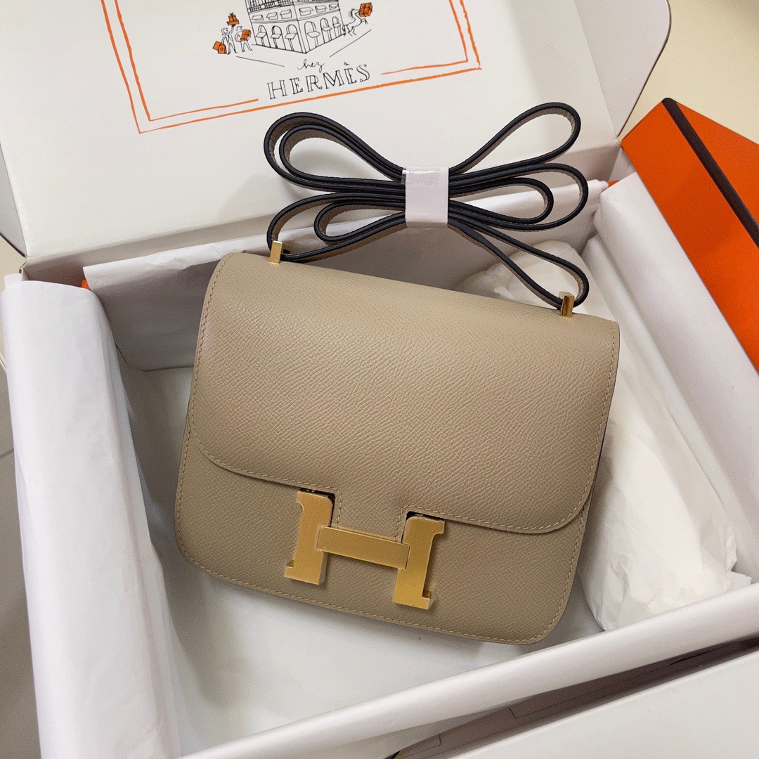 Hermes Constance 18 Mini Shoulder Bag In Trench Epsom Leather